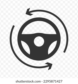 Vektorgrafik der Umdrehung des Lenkradsymbol in dunkler Farbe und transparentem Hintergrund (png).