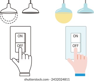 Vector illustration of turning off the pendant light switch