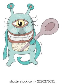 Vector illustration of the turquoise creature.