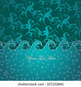 Vector illustration of turquoise floral background
