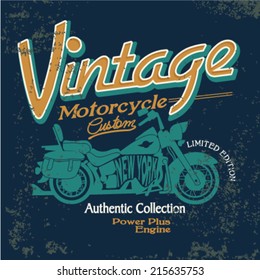 Vector illustration of a turquoise vintage motorcycle