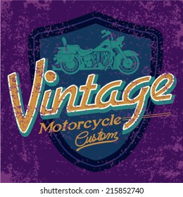 Vector illustration of a turquoise vintage motorcycle for jersey design
