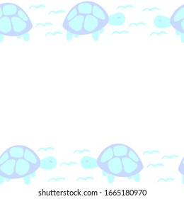 
vector illustration of a turtle border on a white background