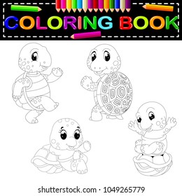 vector illustration of turtle coloring book