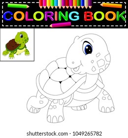 vector illustration of turtle coloring book