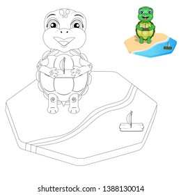 vector illustration turtle coloring page