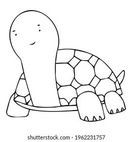 Vector illustration with turtle in doodle style. A turtle that you can paint.