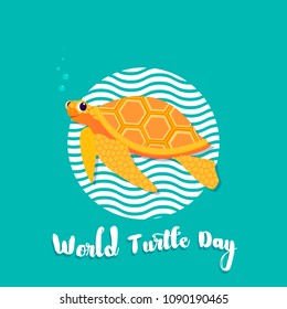 Vector Illustration of the turtle for greeting card, poster or banner for the World Turtle Day.