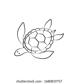 亀のベクターイラスト 手描きの白黒イラスト 海 夏 のベクター画像素材 ロイヤリティフリー
