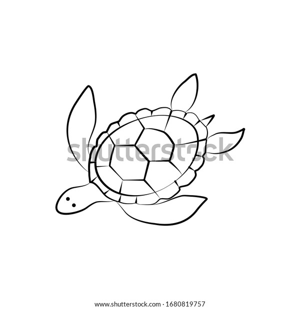 亀のベクターイラスト 手描きの白黒イラスト 海 夏 のベクター画像素材 ロイヤリティフリー