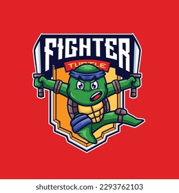 vector illustration of turtle mascot logo 