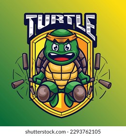 vector illustration of turtle mascot logo 