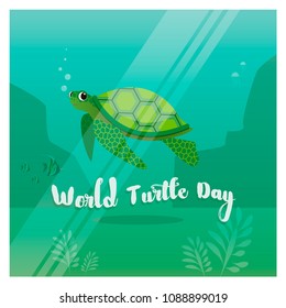 Vector Illustration of the turtle in the ocean for the World Turtle Day 23rd of May