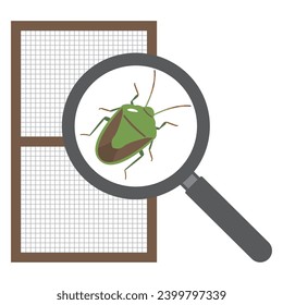 Vector illustration of a turtle on a screen door.