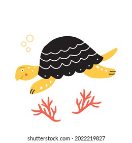 Vector illustration of a turtle on white background.