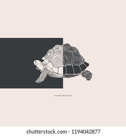 Vector illustration.Sea turtle silhouette. Vector card. Cover design.