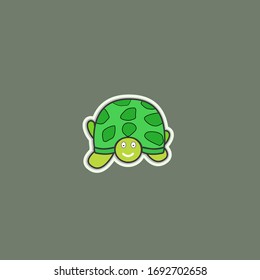 vector illustration of a turtle walking in a paper cut style