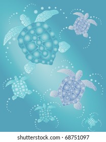 vector illustration of turtles swimming in blue water in eps 10 format