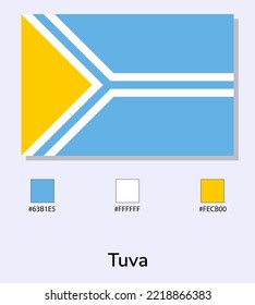 Vector Illustration of Tuva flag isolated on light blue background. Illustration Tuva flag with Color Codes. As close as possible to the original. ready to use, easy to edit.