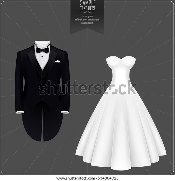 Vector Illustration Tuxedo Bridal Gown Stock Vector (Royalty Free ...