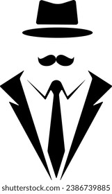 vector illustration of tuxedo mustache and hat
