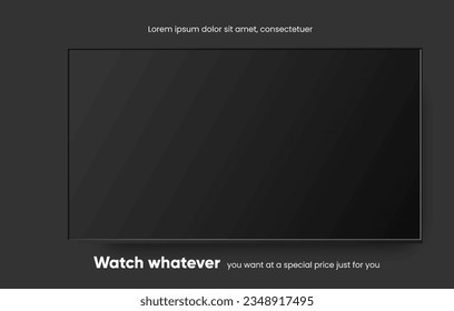 vector illustration tv. vector illustration tv ad with cool tv mockup view. vector illustration eps10 home straming device 