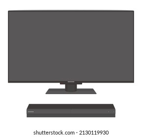 Vector illustration of TV with blu-ray and dvd player isolated on background.