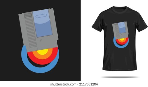 Vector illustration of tv game cartridge for t shirt print.