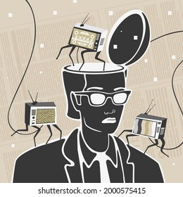 Vector Illustration of TV in the Head