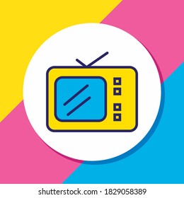 Ilustración vectorial de la línea coloreada con iconos de tv. El hermoso elemento vacacional también se puede usar como elemento de icono de la televisión.