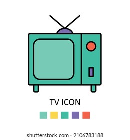 Ilustración vectorial con TV. Icono de esquema