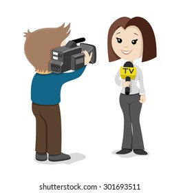 Vector illustration. TV report.