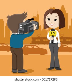 Vector illustration. TV report.