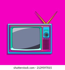 Vector Illustration of Tv, Television in colorfull retro style, bright color retro style. An object suitable for summer time