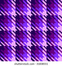 Vector illustration of tweed or tartan shadow check fabric with seamless repeat background pattern in shades of purple, pink and blue