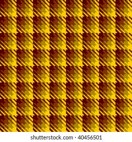 Vector illustration of tweed or tartan shadow check fabric with seamless repeat background pattern in brown and gold