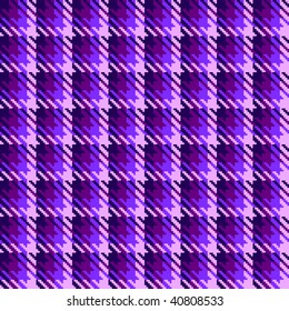 Vector illustration of tweed or tartan shadow check fabric with seamless repeat background pattern in shades of purple, pink and blue