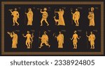 Vector illustration of the twelve Olympian gods form Greek mythology