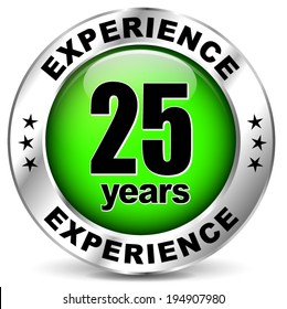 Vector illustration of twenty five years experience icon on white background