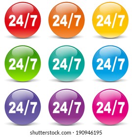 Vector illustration of twenty four hours access icons