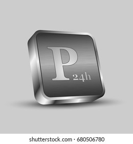 Vector illustration of twenty four hours parking metallic sign.