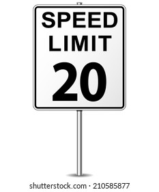Vector illustration of twenty speed limit signpost