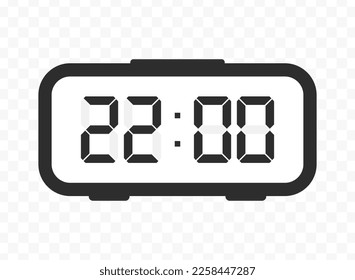 Vector illustration of twenty-two o'clock digital clock icon sign and symbol. colored icon for website design .Simple design on transparent background (PNG).