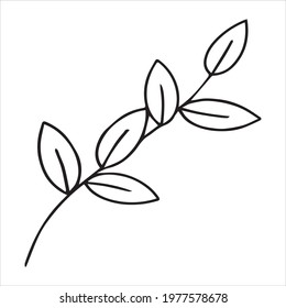 Vector illustration with a twig. Doodle style plant vector for banners and postcards.