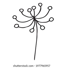 Vector illustration with a twig. Doodle style plant vector for banners and postcards.
