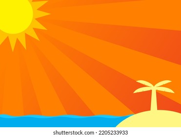 vector illustration of twilight sunshine on the seashore