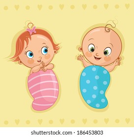 Vector illustration of a twin babies.