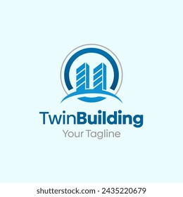 Vector Illustration for Twin Building Logo: A Design Template Merging Concepts of a Circle and Office Building Shape