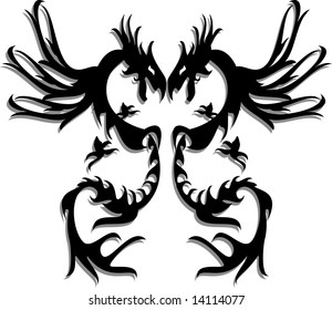 Vector illustration of a twin dragon