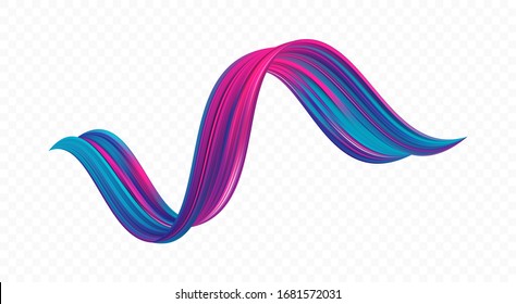 Vector illustration: Twisted colorful flow liquid shape. Acrylic paint sroke. Modern design